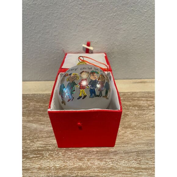 Sally Huss May Every Child Be Joyous Glass Ball Ornament in Gift Box - Picture 2 of 4